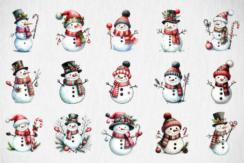 Christmas Snowman Clipart Bundle 9 - CraftNest - Digital Crafting and Art