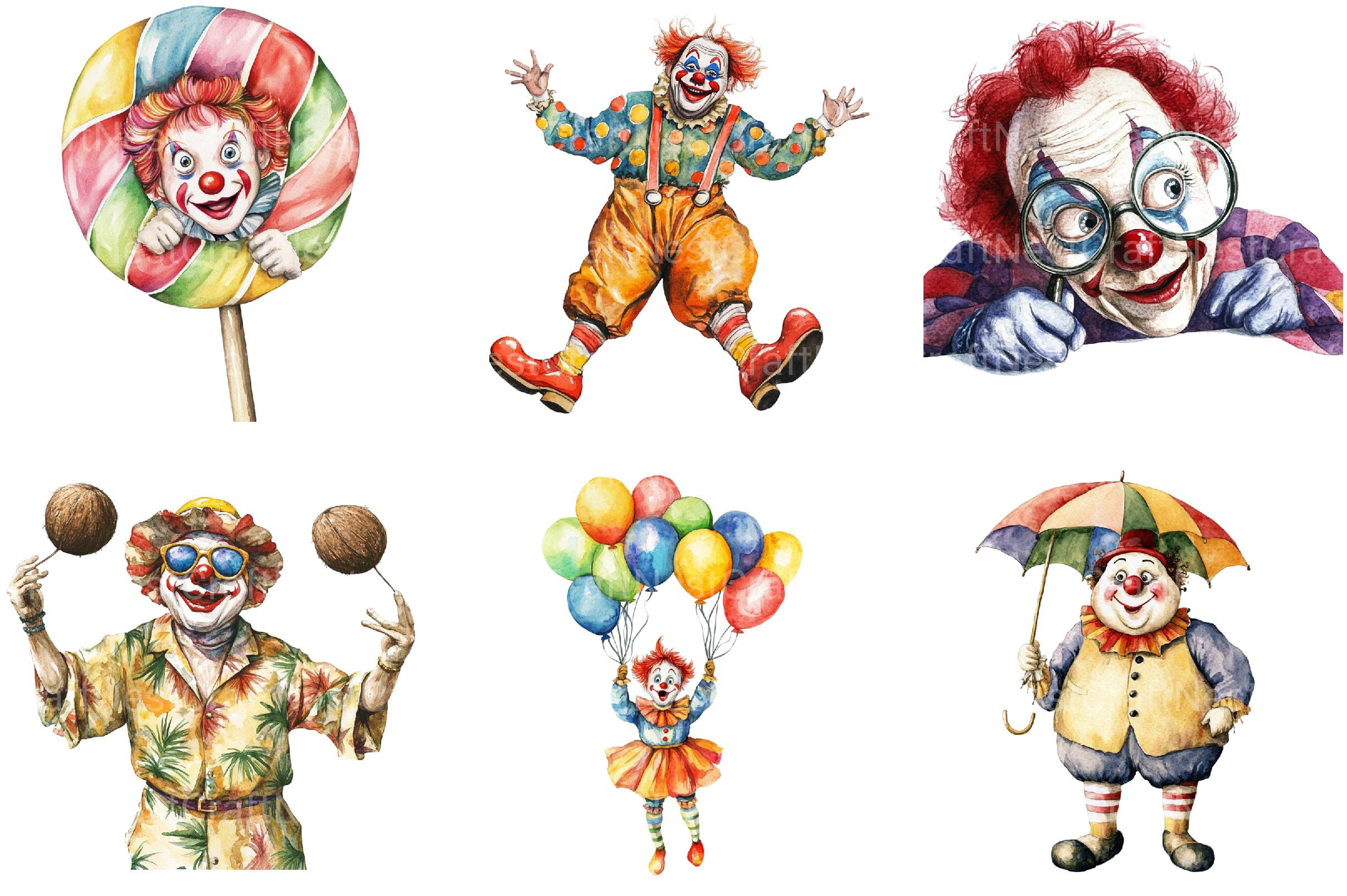 Funny Clowns Clipart - CraftNest - Digital Crafting and Art