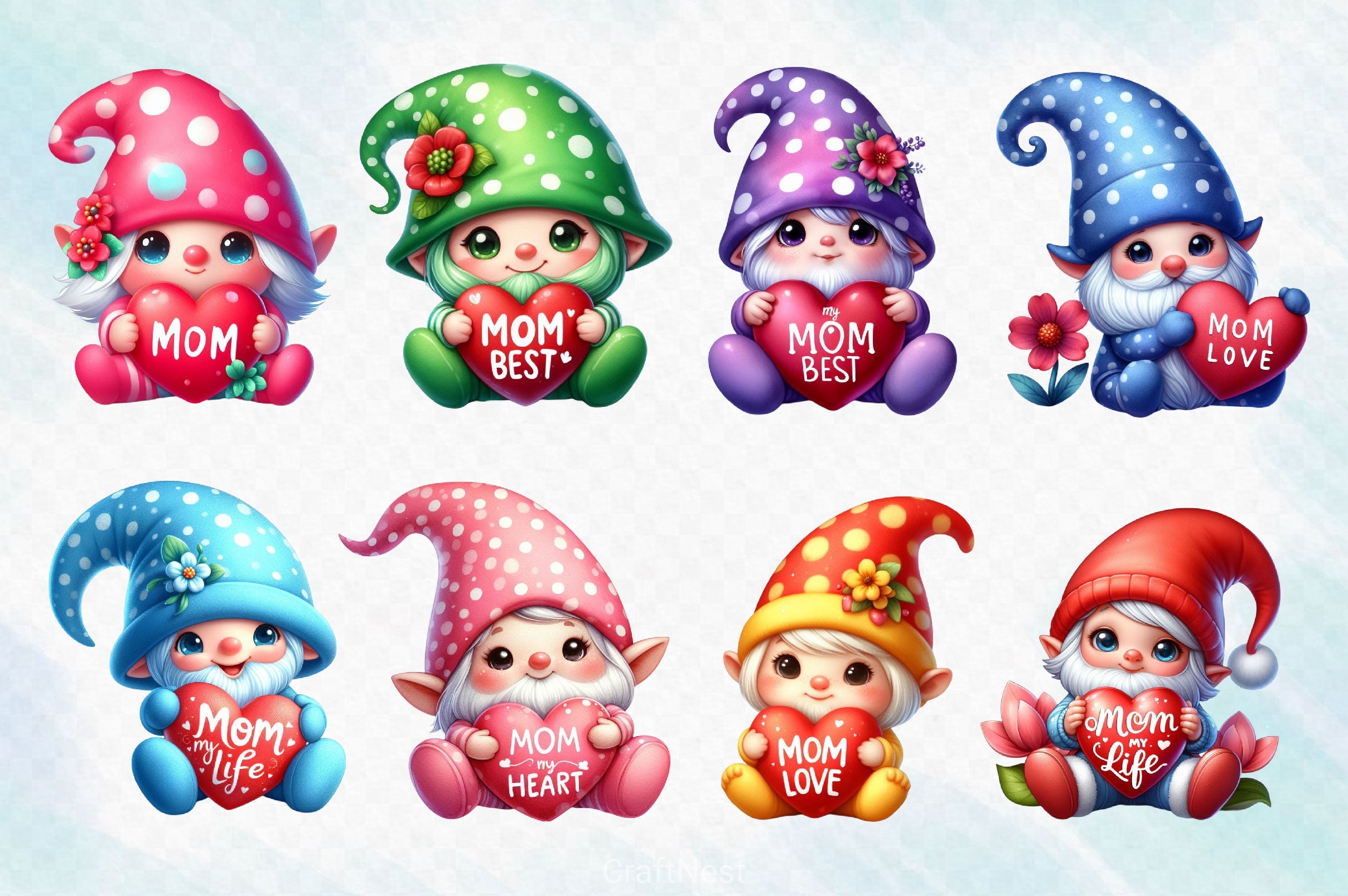Mother's Day Gnomes Clipart Bundle 2 - CraftNest - Digital Crafting and Art