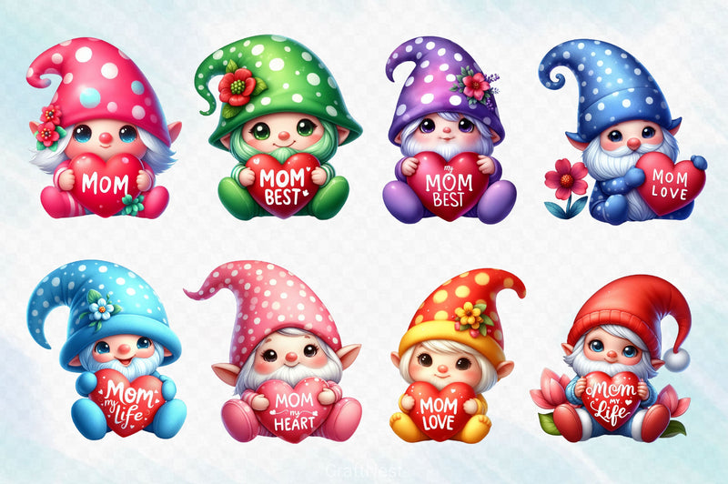 Mother's Day Gnomes Clipart Bundle 2 - CraftNest - Digital Crafting and Art