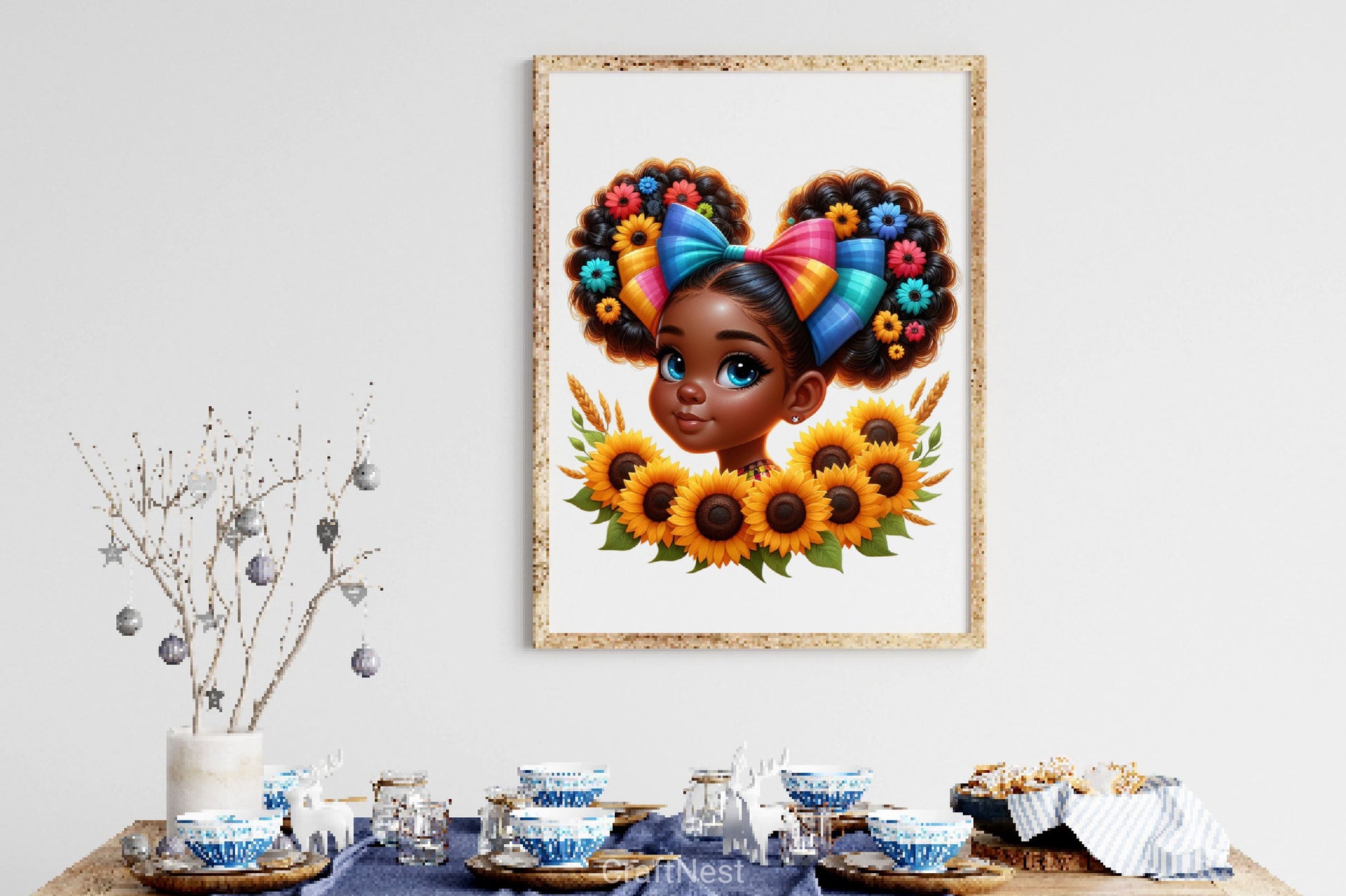 Cute Black Girl With Flower Clipart Bundle - CraftNest - Digital Crafting and Art