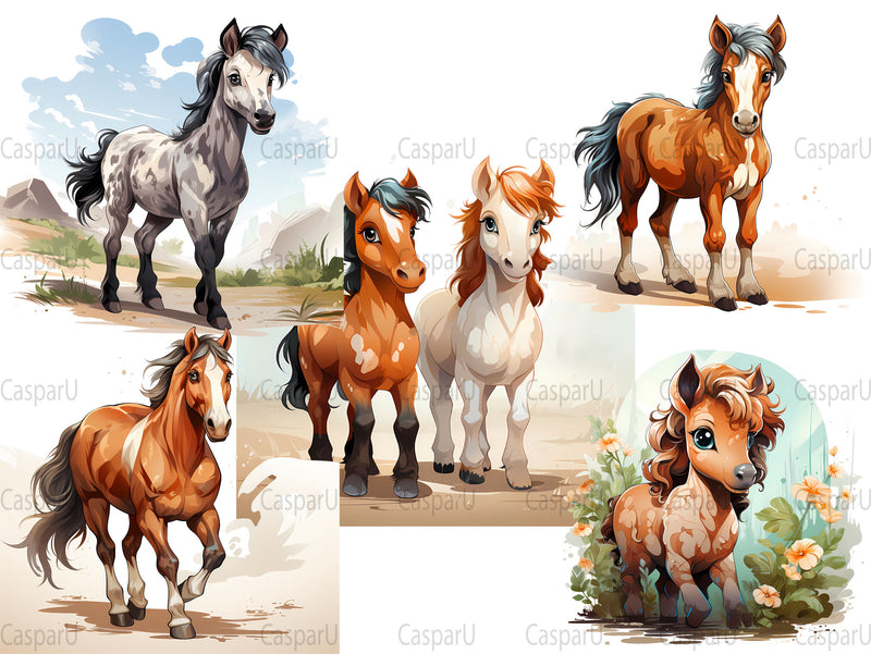 Cute Horses Clipart - CraftNest