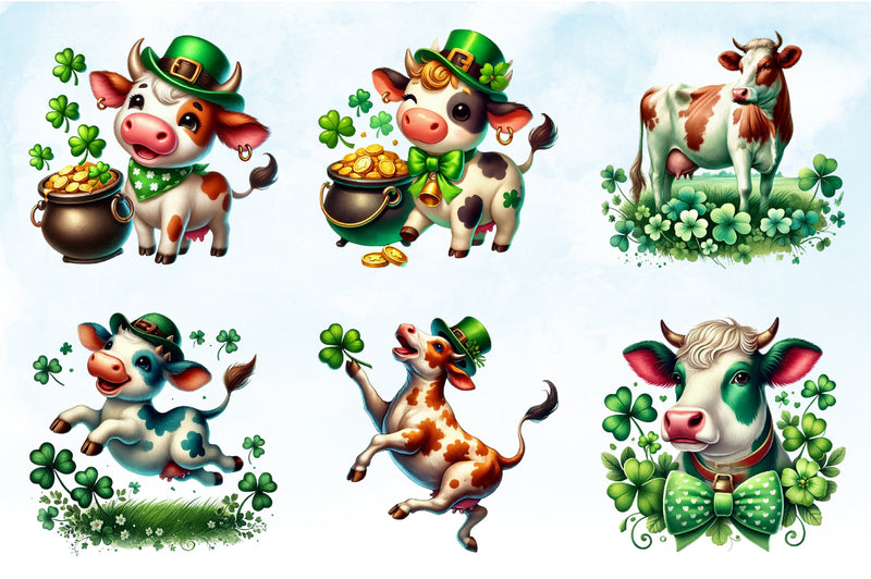 St. Patrick's Cow Clipart Bundle - CraftNest - Digital Crafting and Art