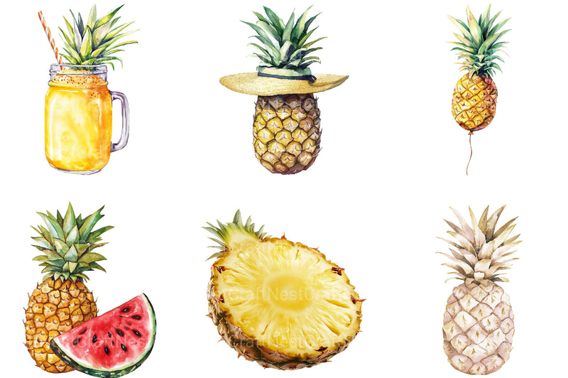 Summer Pineapple Clipart Bundle - CraftNest - Digital Crafting and Art