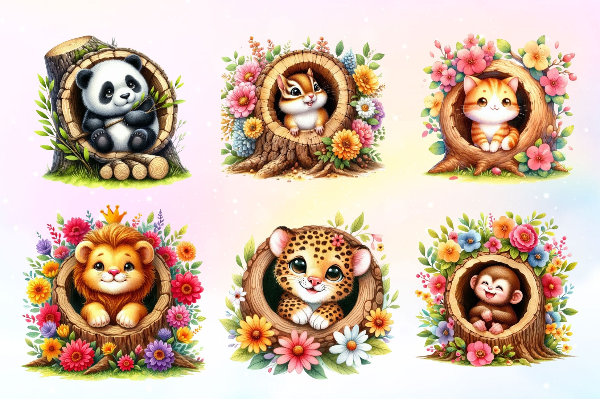 Funny Animals Hole Clipart Bundle 1 - CraftNest - Digital Crafting and Art