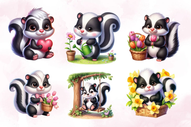 Cute Skunk Clipart Bundle - CraftNest - Digital Crafting and Art