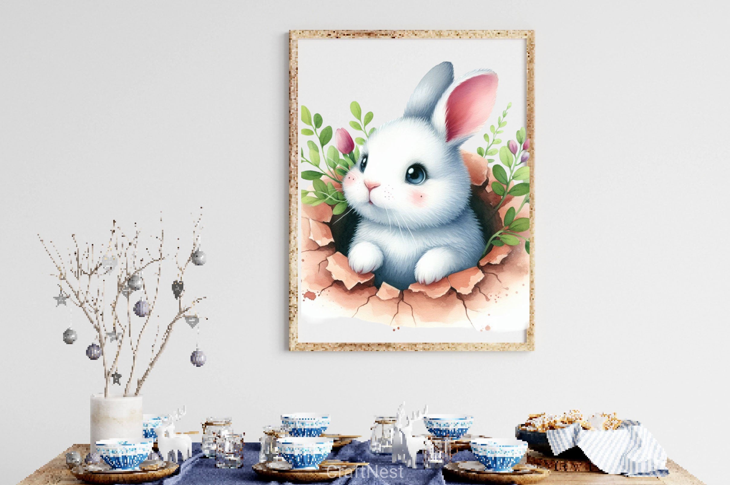 Bunny Peeks Out Of A Hole Clipart Bundle 2 - CraftNest - Digital Crafting and Art