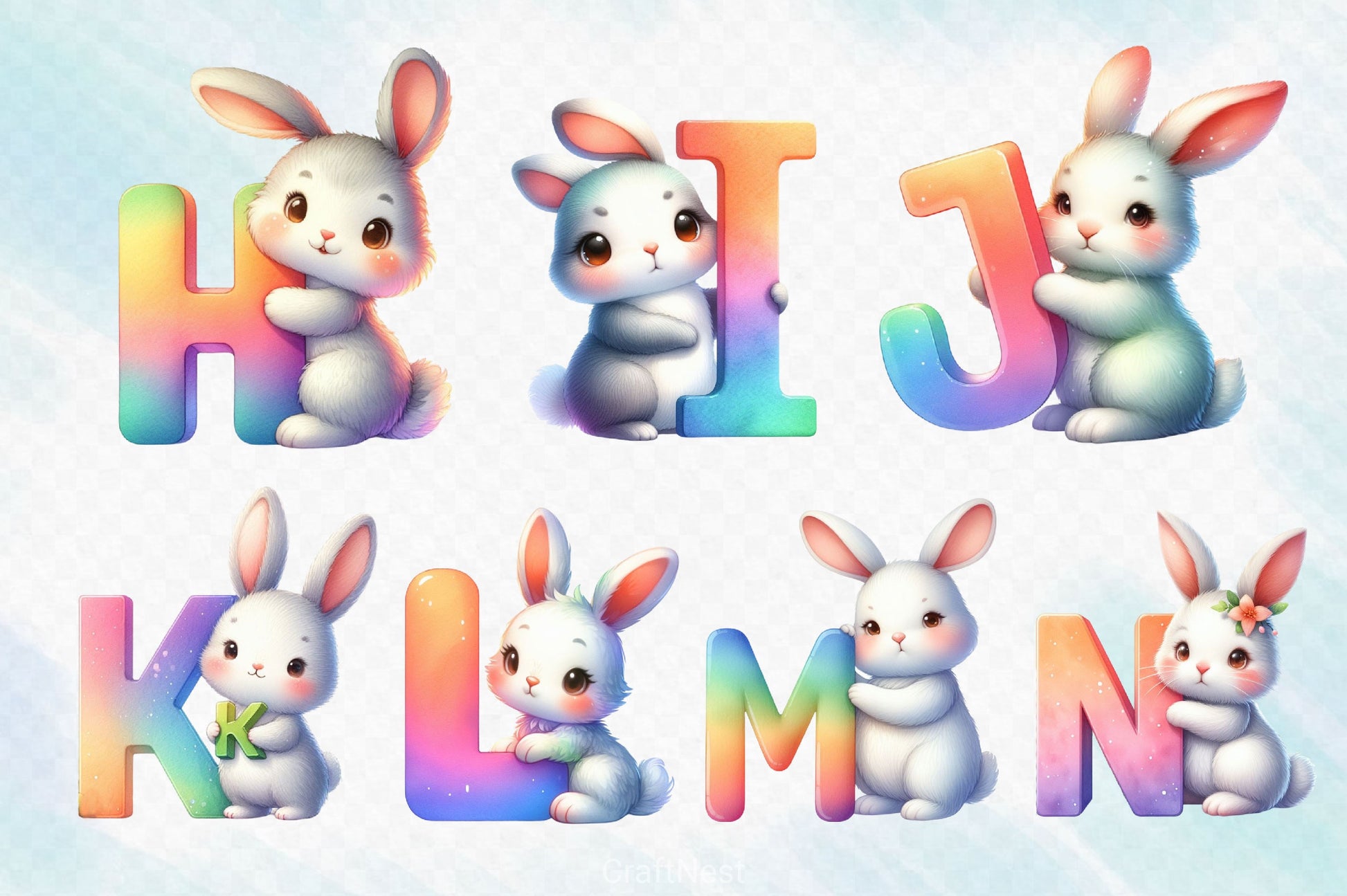 Easter Bunny Alphabet Clipart Bundle 2 - CraftNest - Digital Crafting and Art