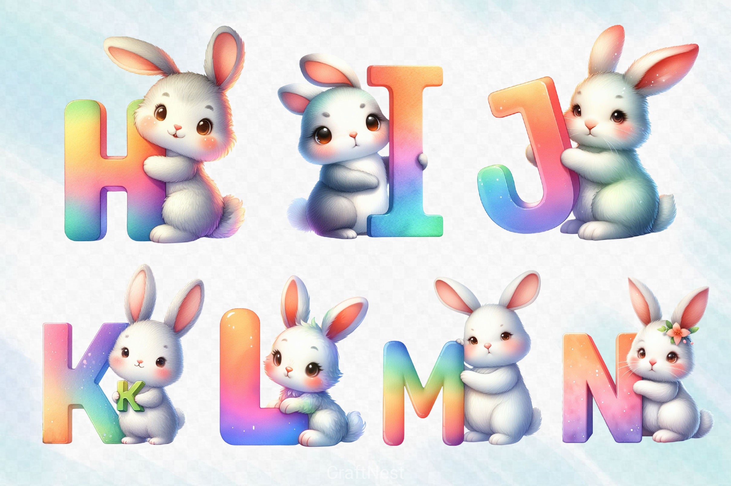 Easter Bunny Alphabet Clipart Bundle 2 - CraftNest - Digital Crafting and Art