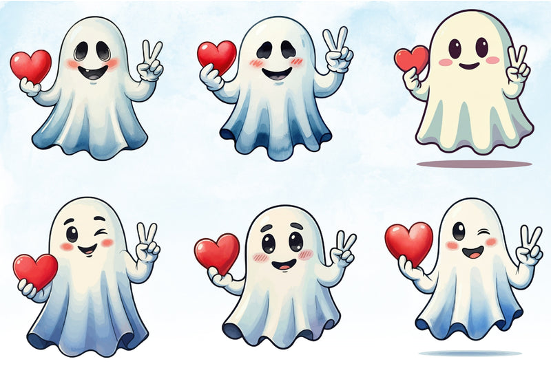 Valentine's Day Ghost Clipart Bundle - CraftNest - Digital Crafting and Art