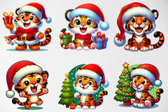 Cute Christmas Tiger Clipart Bundle - CraftNest - Digital Crafting and Art