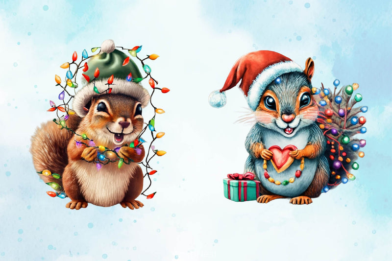 Christmas Cute Squirrel Clipart Bundle - CraftNest - Digital Crafting and Art