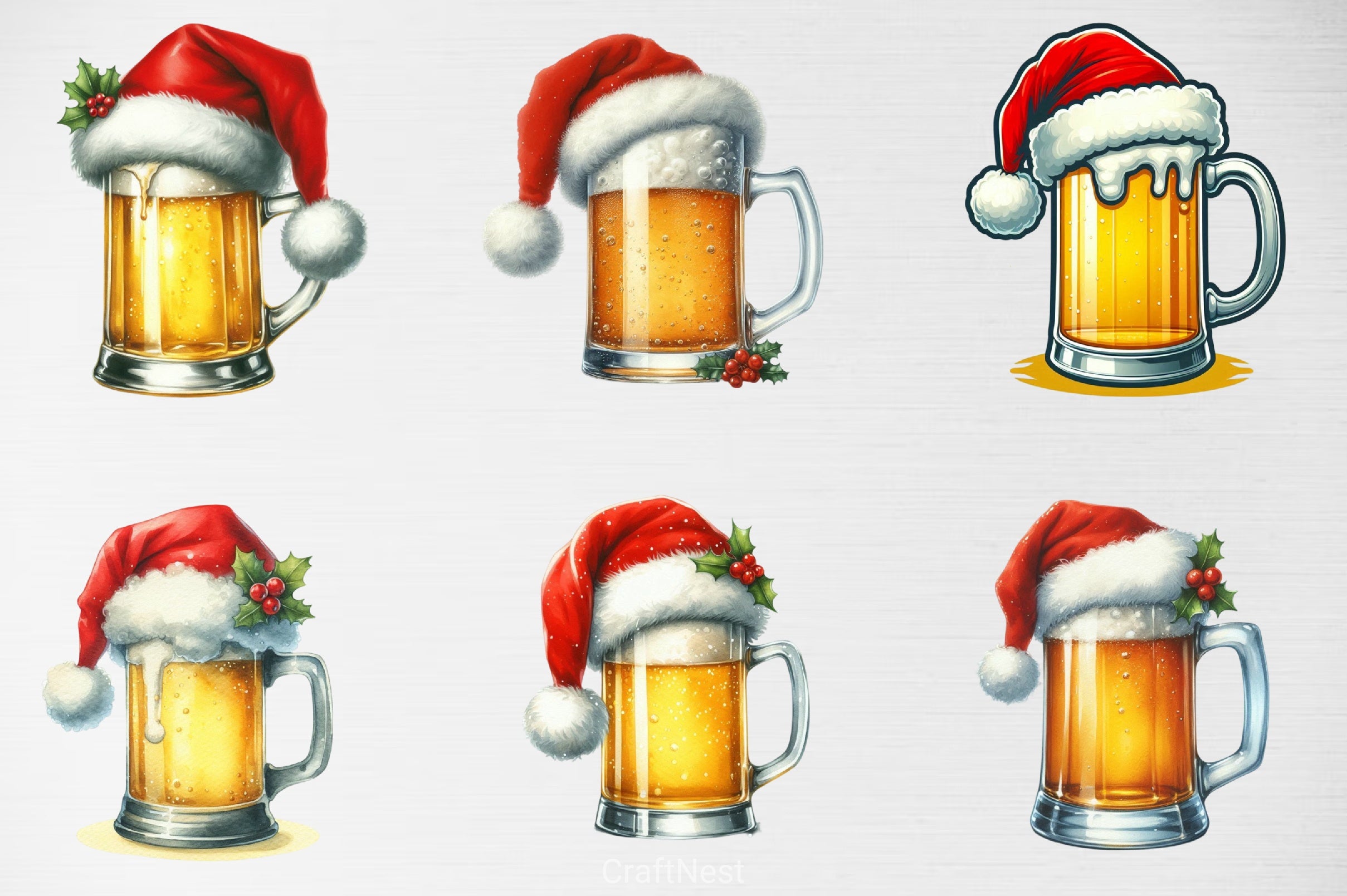 Christmas Beer Cup Clipart Bundle - CraftNest - Digital Crafting and Art