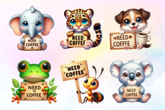 Need Coffee Animals Clipart Bundle - CraftNest - Digital Crafting and Art