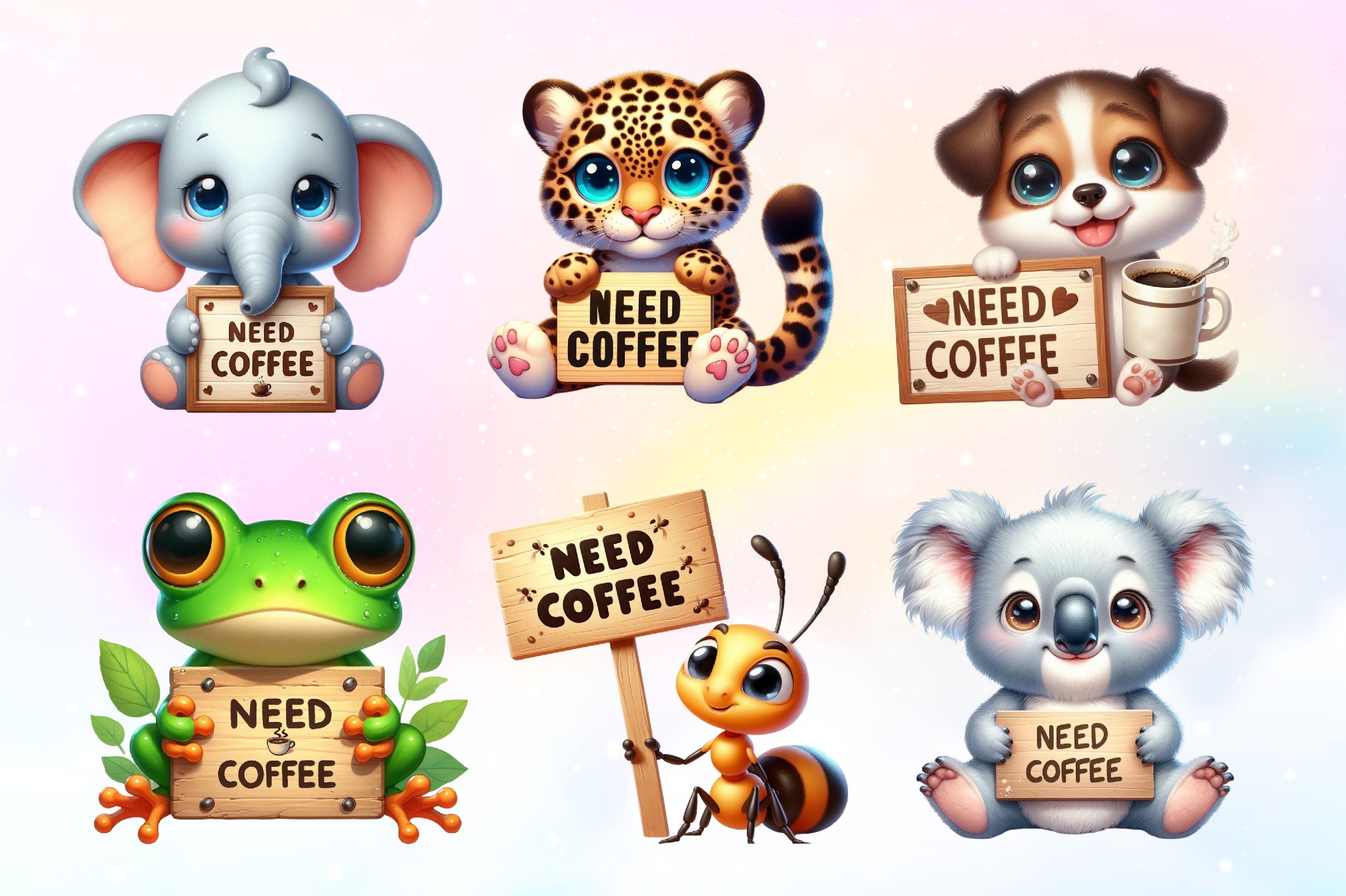 Need Coffee Animals Clipart Bundle - CraftNest - Digital Crafting and Art