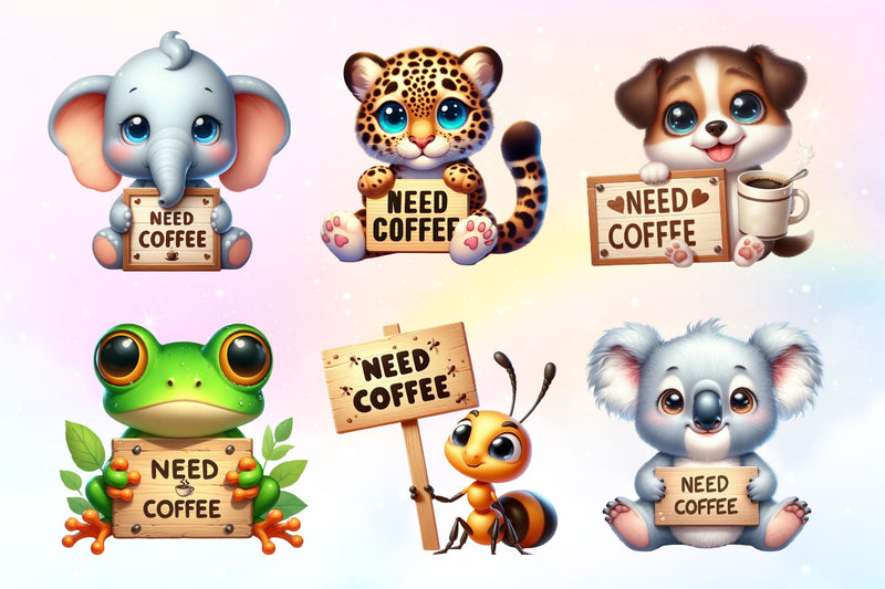 Need Coffee Animals Clipart Bundle - CraftNest - Digital Crafting and Art