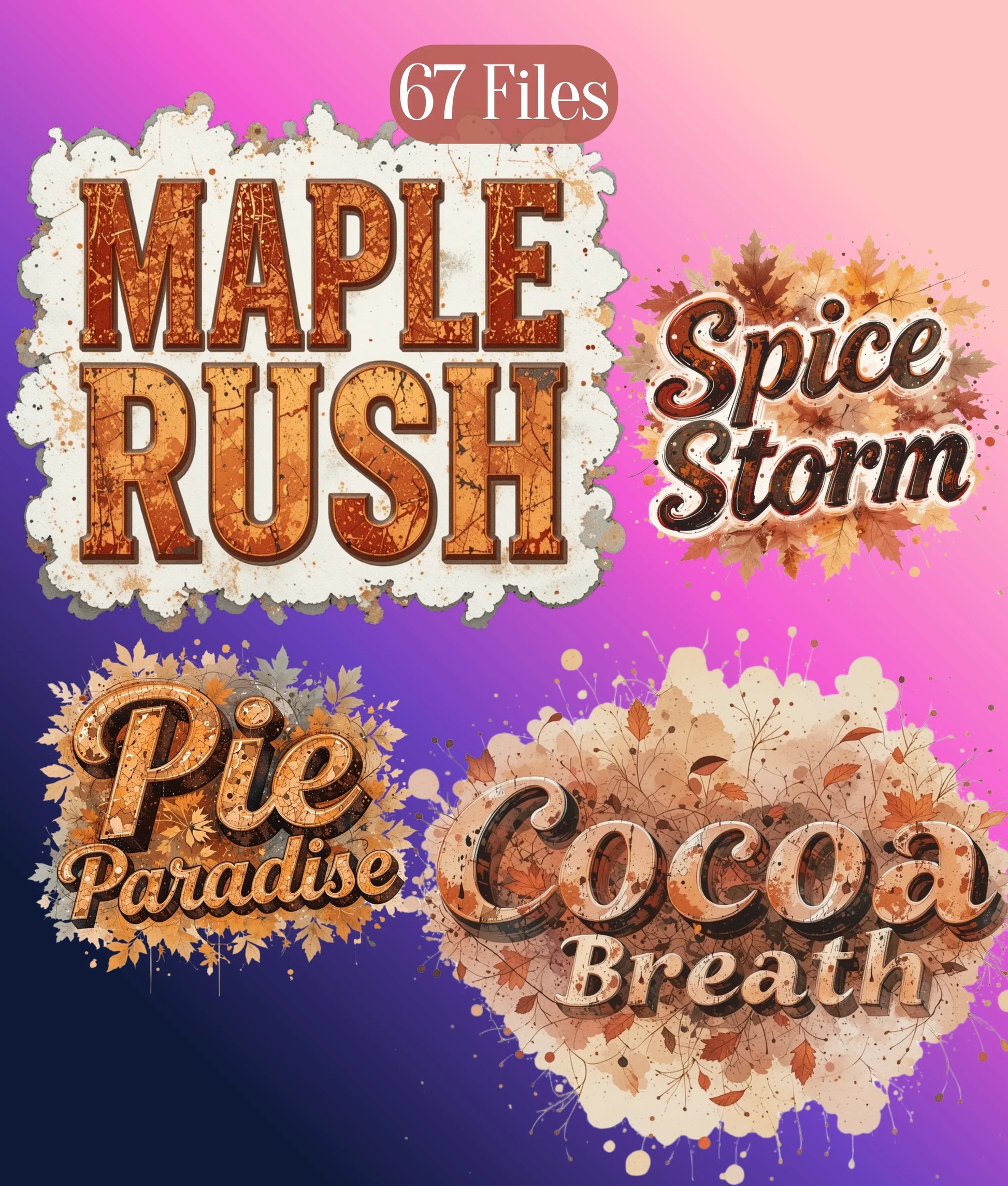Fall Retro Distressed Text Clipart Bundle - CraftNest - Digital Crafting and Art