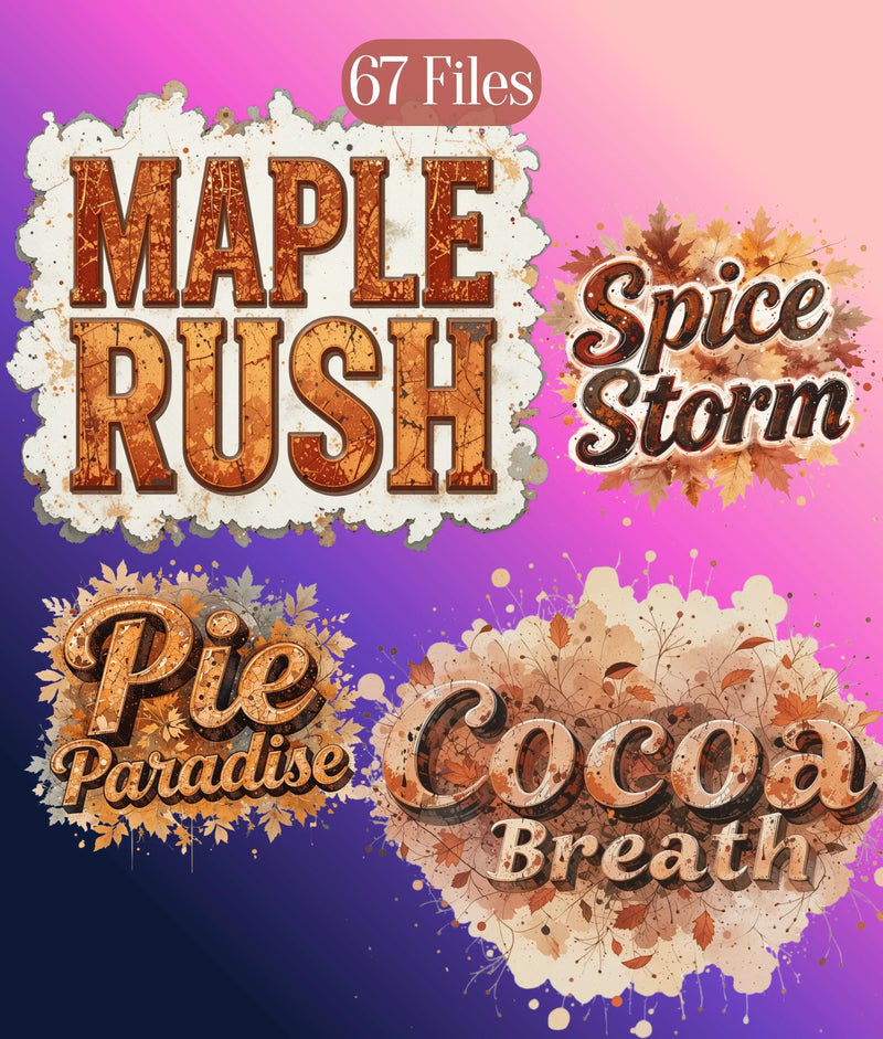 Fall Retro Distressed Text Clipart Bundle - CraftNest - Digital Crafting and Art