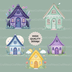 Whimsical Houses Clipart Bundle - CraftNest - Digital Crafting and Art