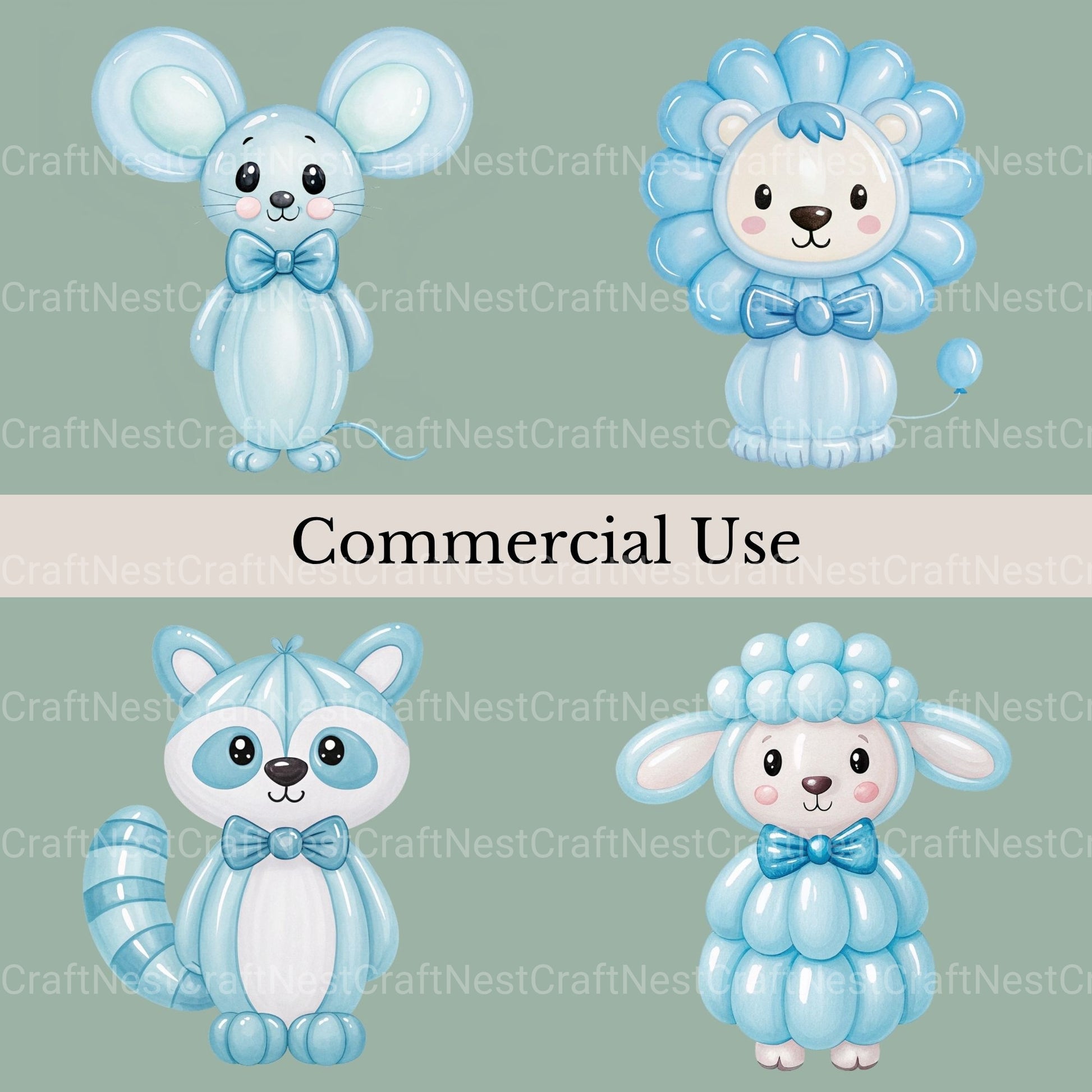 Balloon Animals Blue Clipart Bundle - CraftNest - Digital Crafting and Art