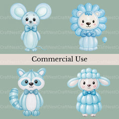 Balloon Animals Blue Clipart Bundle - CraftNest - Digital Crafting and Art