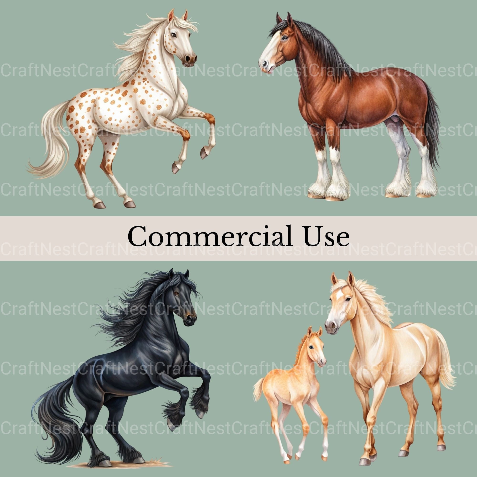 Horses Clipart Bundle 3 - CraftNest - Digital Crafting and Art