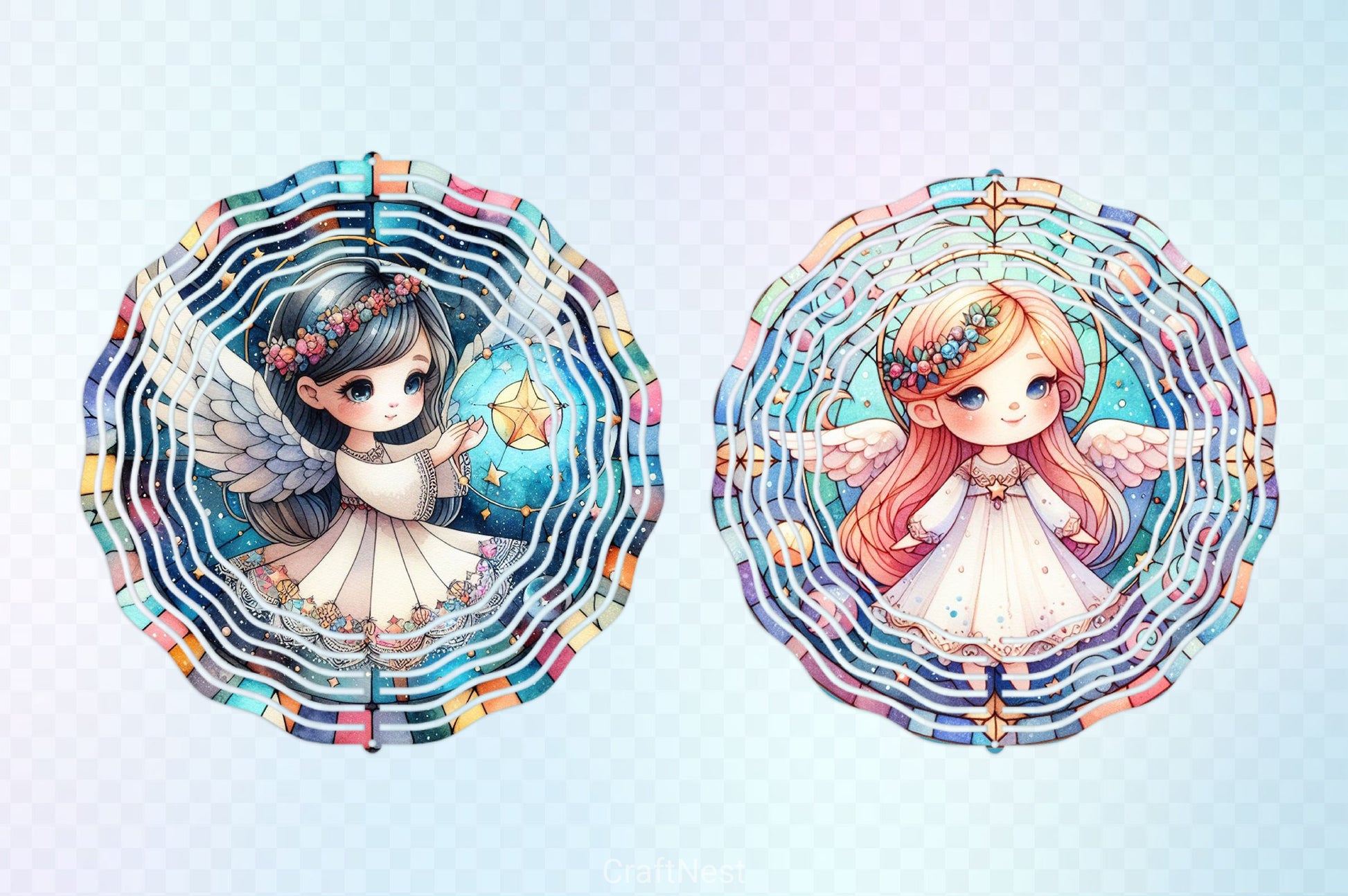 Stained Glass Angel Wind Spinner Clipart Bundle - CraftNest - Digital Crafting and Art
