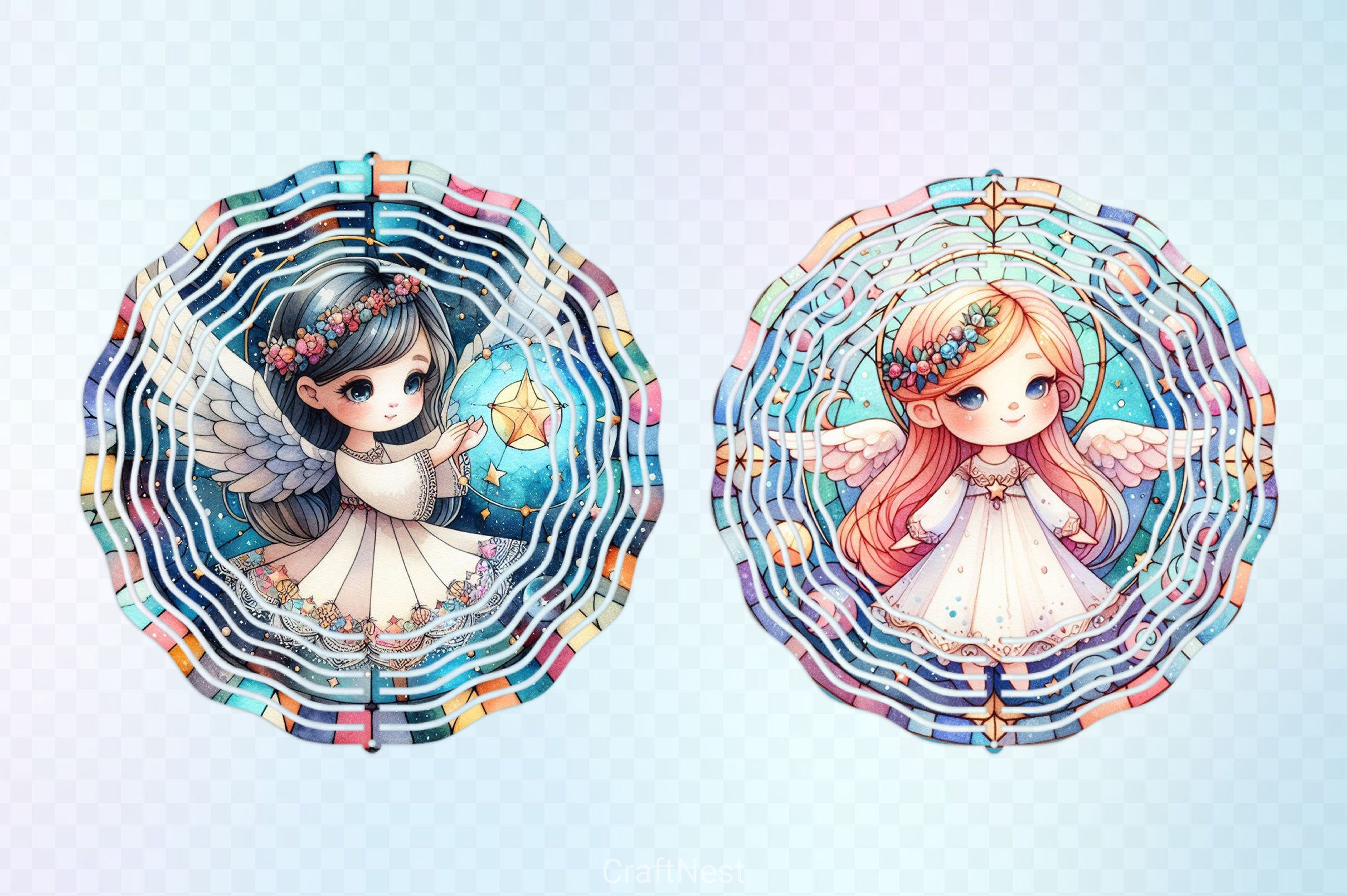 Stained Glass Angel Wind Spinner Clipart Bundle - CraftNest - Digital Crafting and Art