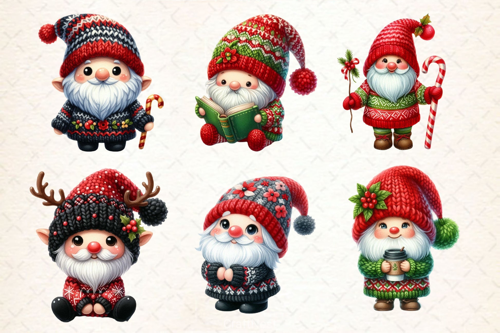 Cute Christmas Gnome Clipart Bundle 7 - CraftNest - Digital Crafting and Art
