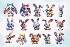 Funny Cute Bunny Clipart Bundle - CraftNest - Digital Crafting and Art