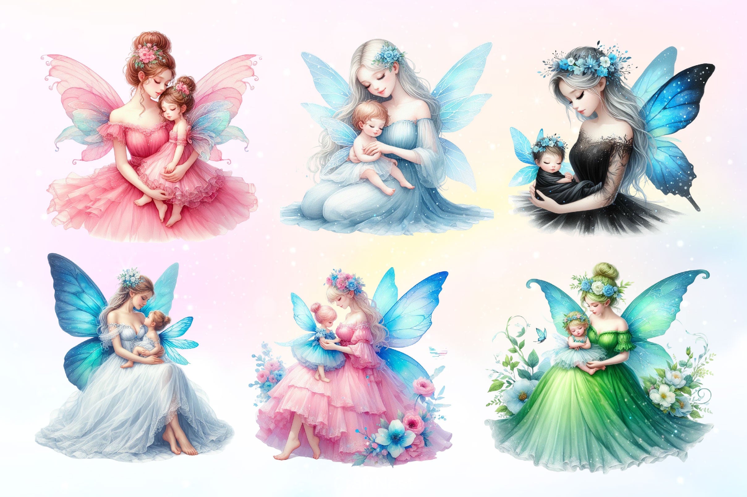 Mother And Baby Fairy Clipart Bundle 2 - CraftNest - Digital Crafting and Art