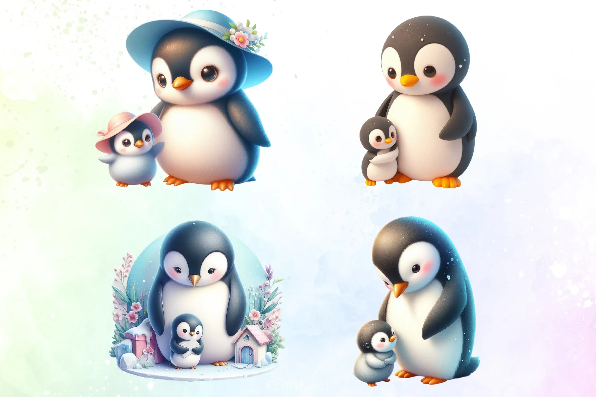 Mother's Day Penguin Clipart Bundle - CraftNest - Digital Crafting and Art