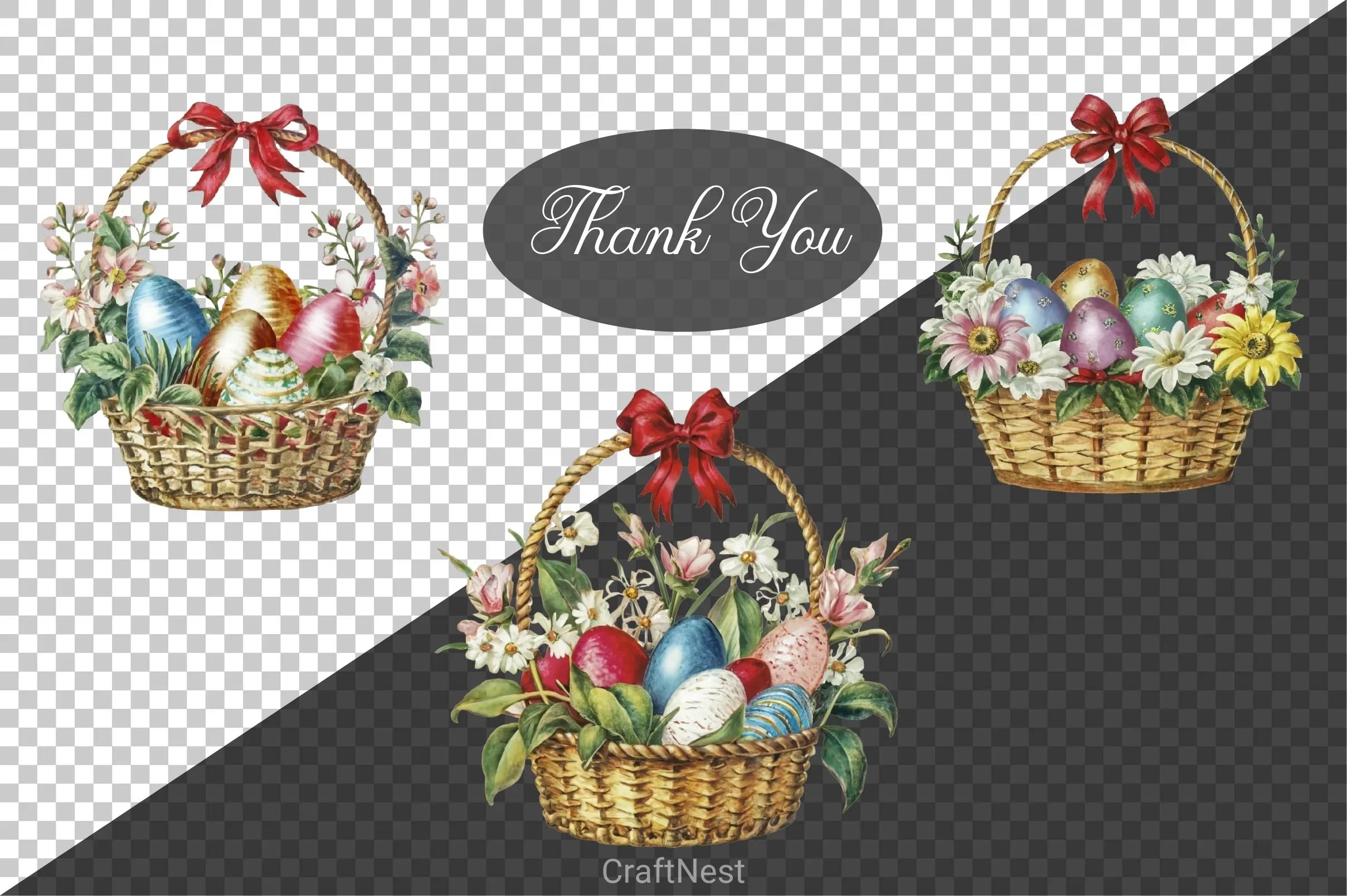 Floral Easter Baskets Clipart Bundle 2 - CraftNest - Digital Crafting and Art