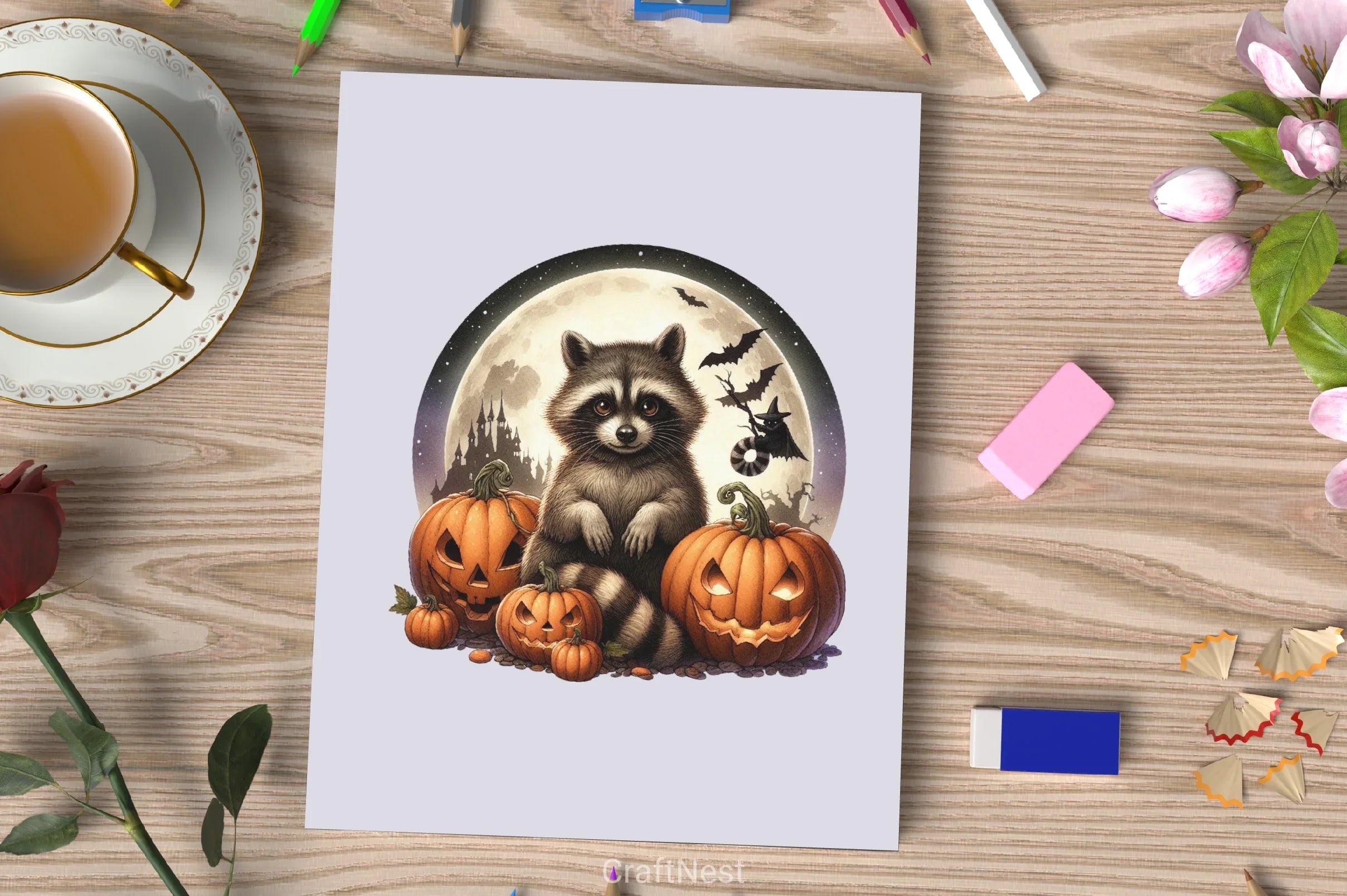 Halloween Raccoon Clipart Bundle 2 - CraftNest - Digital Crafting and Art