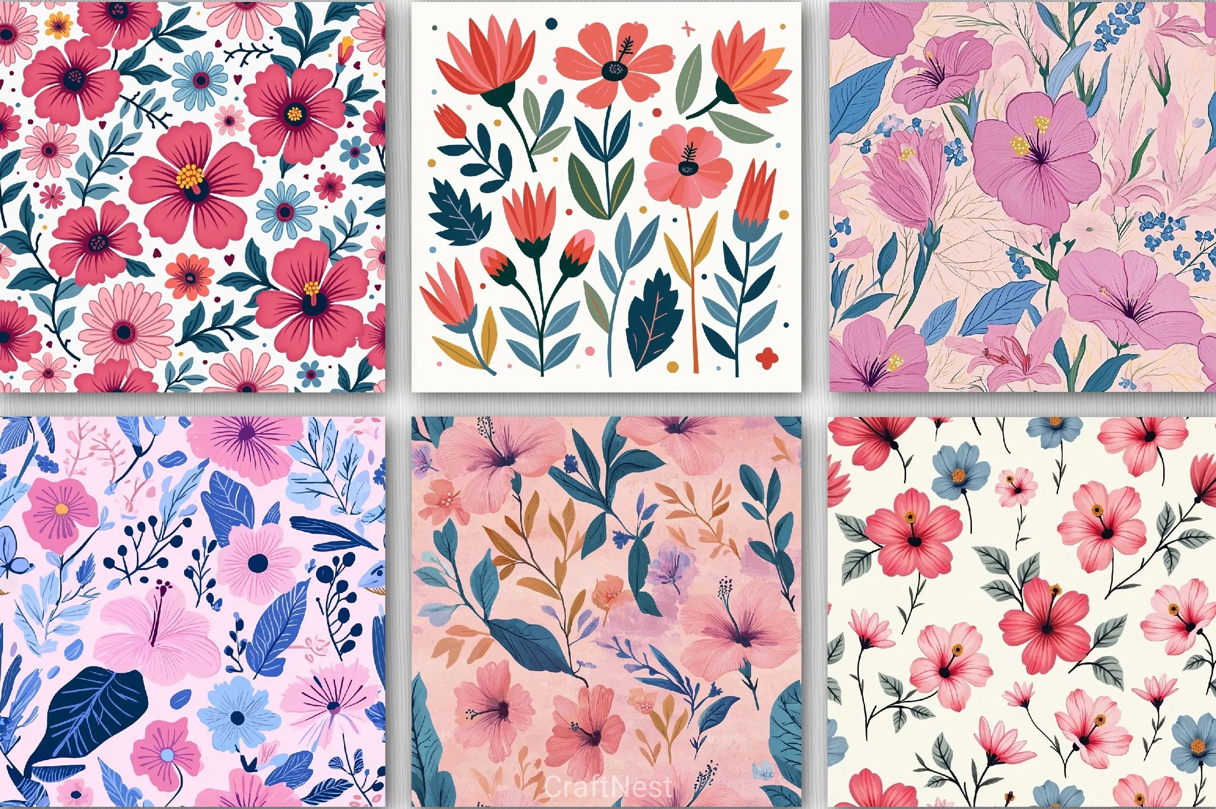 Flower Pattern Floral Paper Clipart Bundle - CraftNest - Digital Crafting and Art