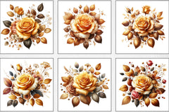Golden Rose Clipart Bundle - CraftNest - Digital Crafting and Art
