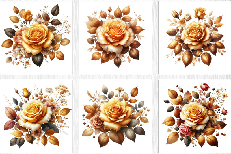 Golden Rose Clipart Bundle - CraftNest - Digital Crafting and Art