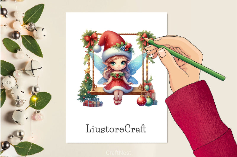 Christmas Fairy On Swing Clipart Bundle - CraftNest - Digital Crafting and Art