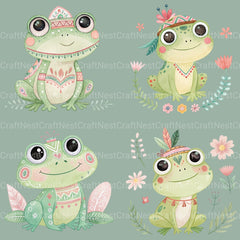 Boho Frogs Clipart Bundle - CraftNest - Digital Crafting and Art