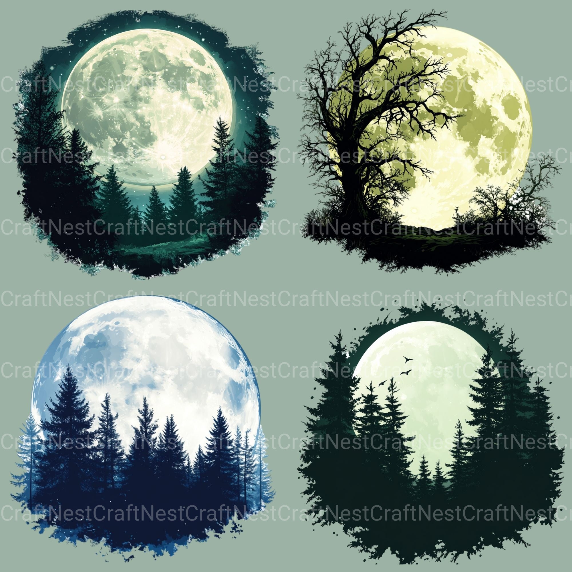 Forest Moon Clipart Bundle - CraftNest - Digital Crafting and Art