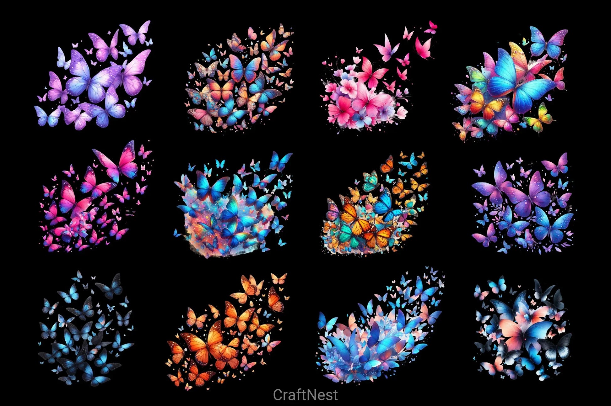 Butterflies Flying Together Clipart Bundle 2 - CraftNest - Digital Crafting and Art