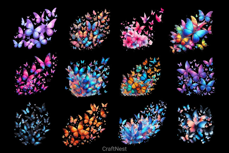 Butterflies Flying Together Clipart Bundle 2 - CraftNest - Digital Crafting and Art