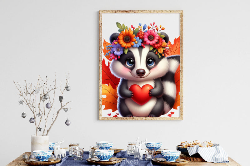 Cute Autumn Badger Clipart Bundle - CraftNest - Digital Crafting and Art