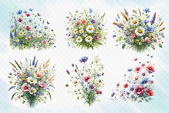 Wildflower Meadow Clipart Bundle 3 - CraftNest - Digital Crafting and Art