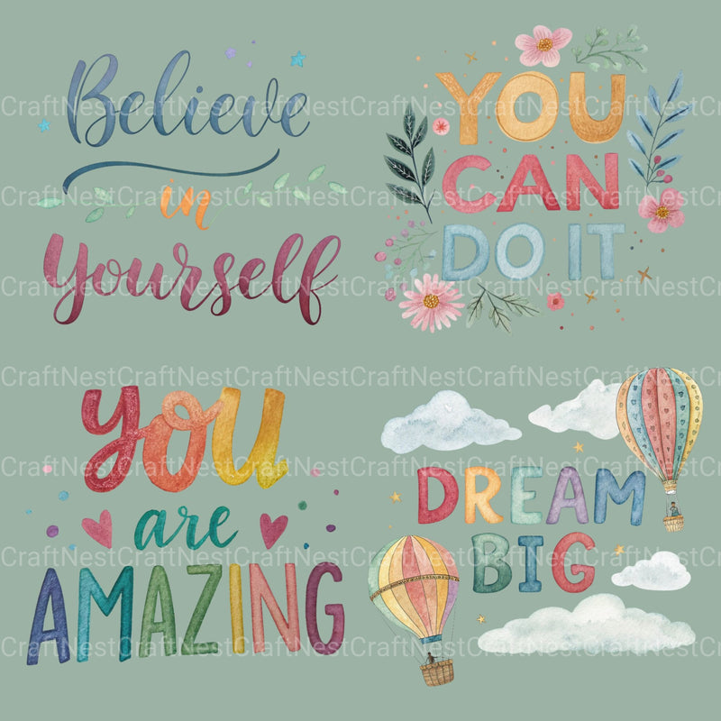 Positive Quotes Clipart Bundle - CraftNest - Digital Crafting and Art