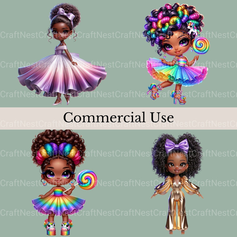 Black Girls Clipart Bundle - CraftNest - Digital Crafting and Art