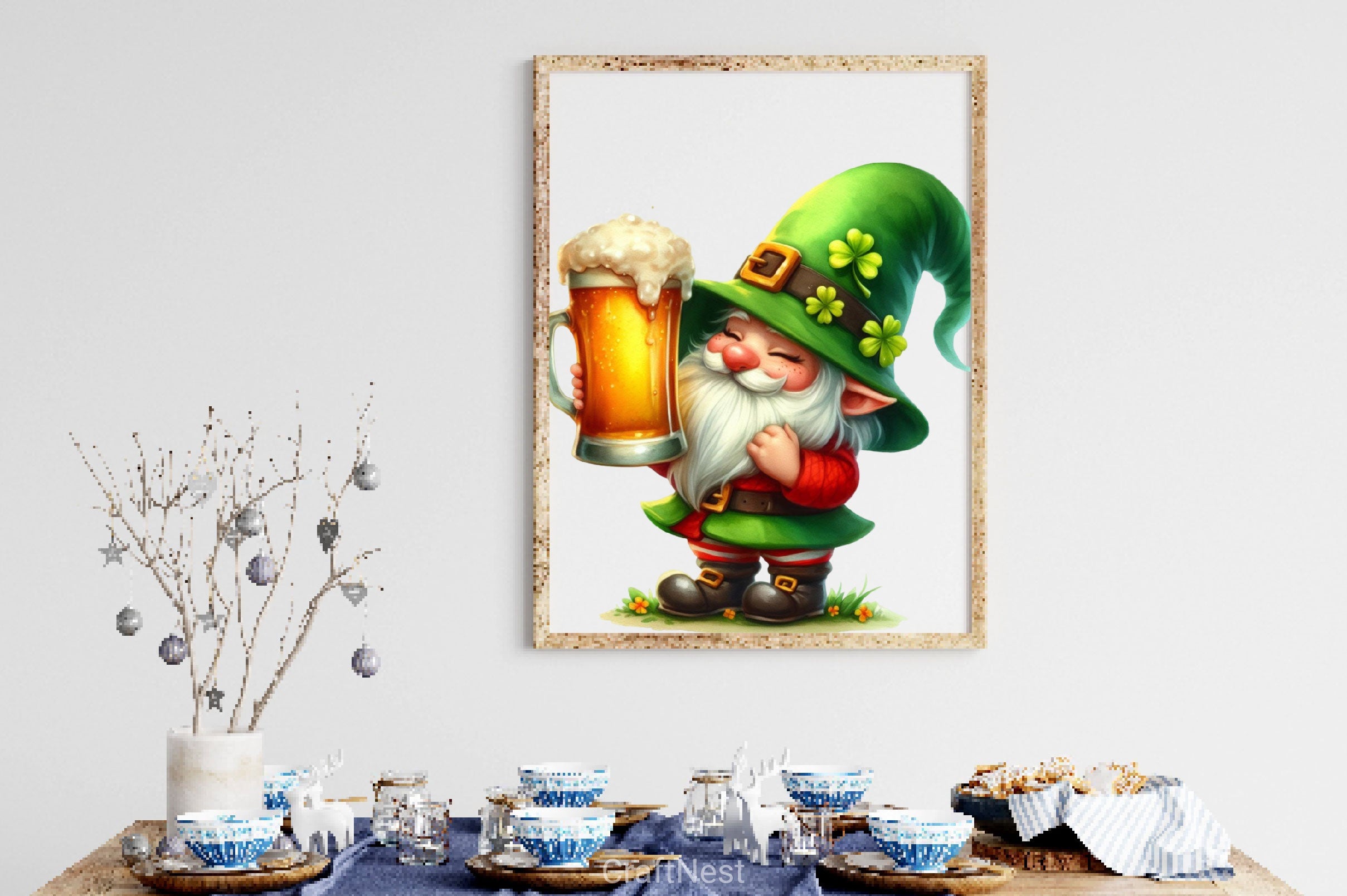 Gnome Drinking Beer St Patricks Day Clipart Bundle - CraftNest - Digital Crafting and Art