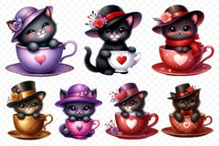 Valentine Teacup Kitten Clipart Bundle - CraftNest - Digital Crafting and Art