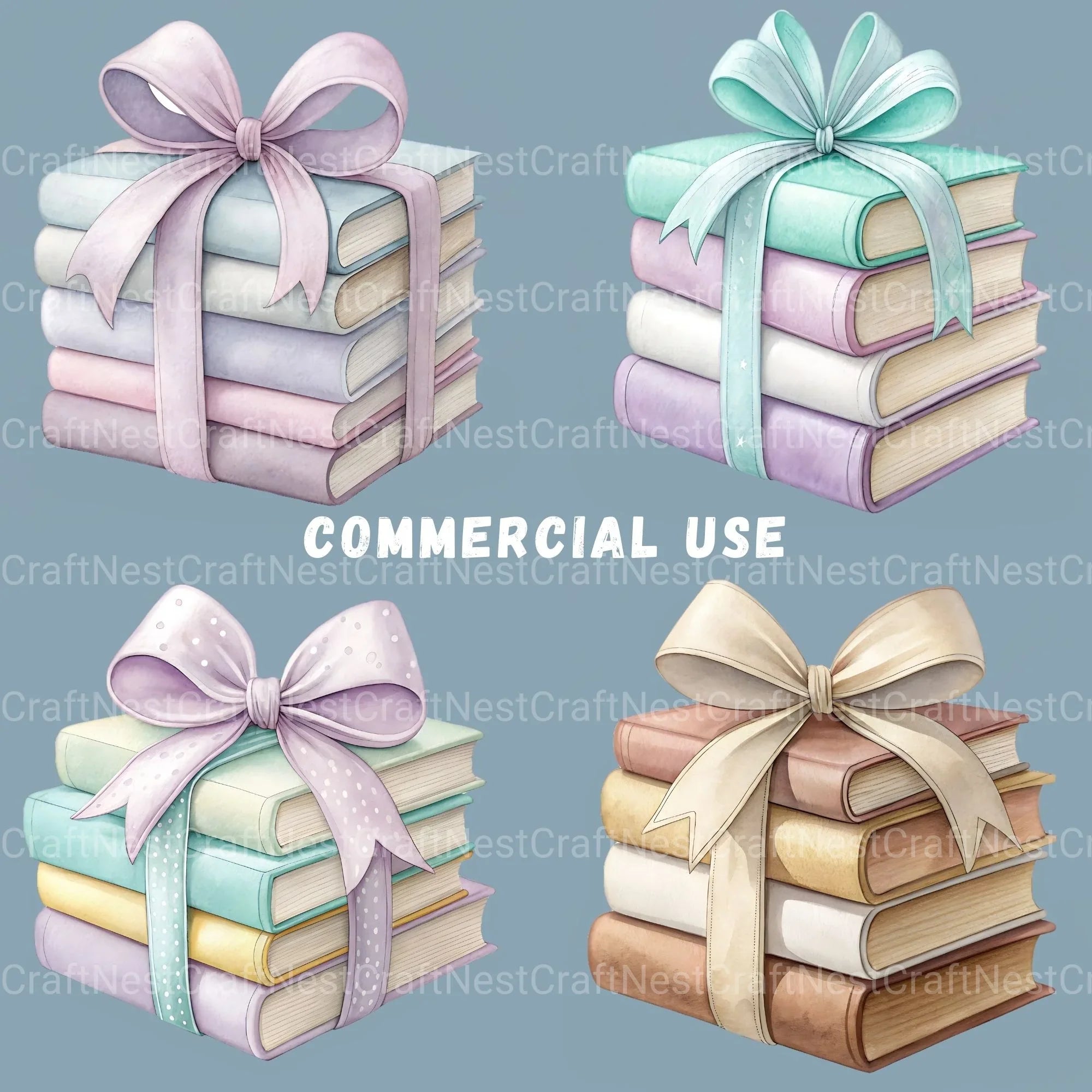 Books N Bows Clipart Bundle - CraftNest - Digital Crafting and Art