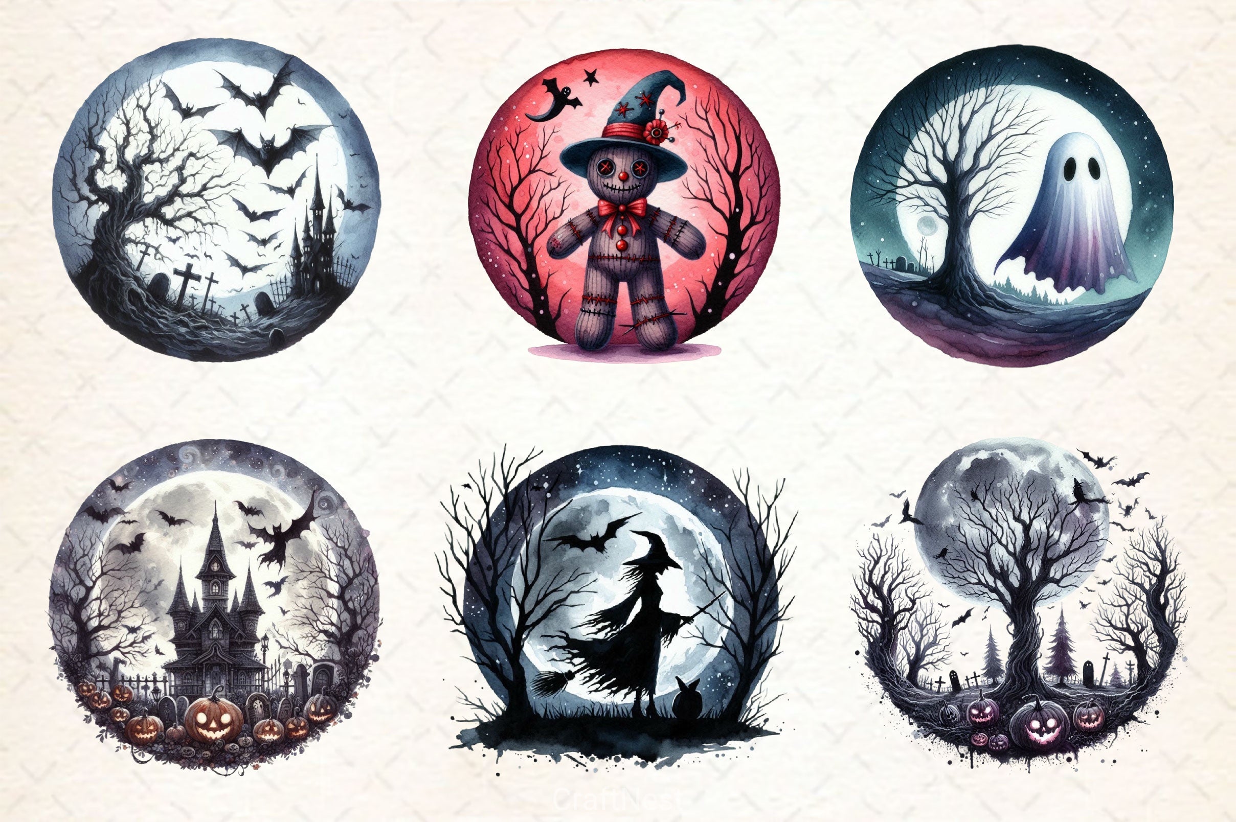 Scary Halloween Scene Clipart Bundle - CraftNest - Digital Crafting and Art